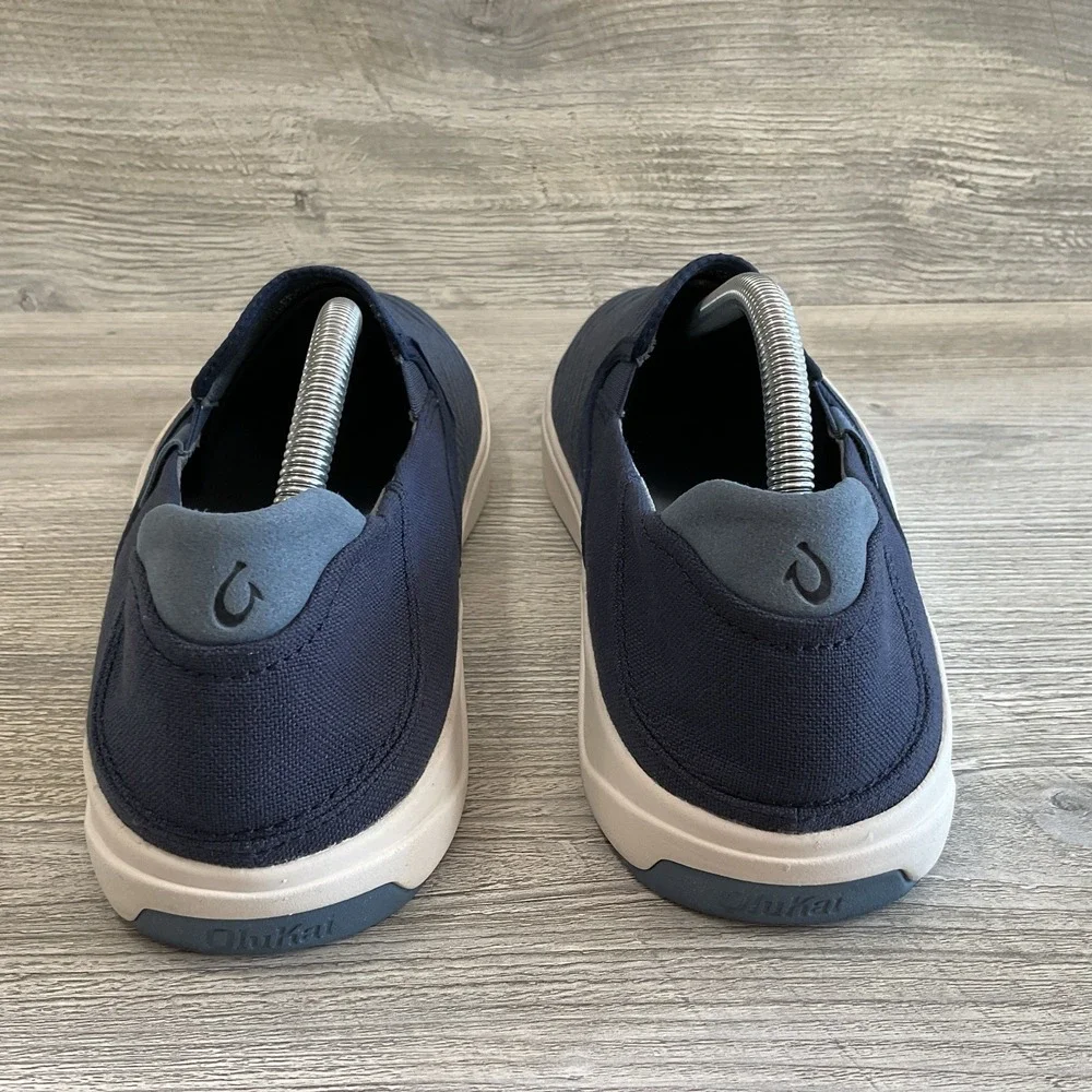 Olukai Mens LAE'AHI LOLE Trench Blue Canvas Slip On Shoes Sneakers Size 11
